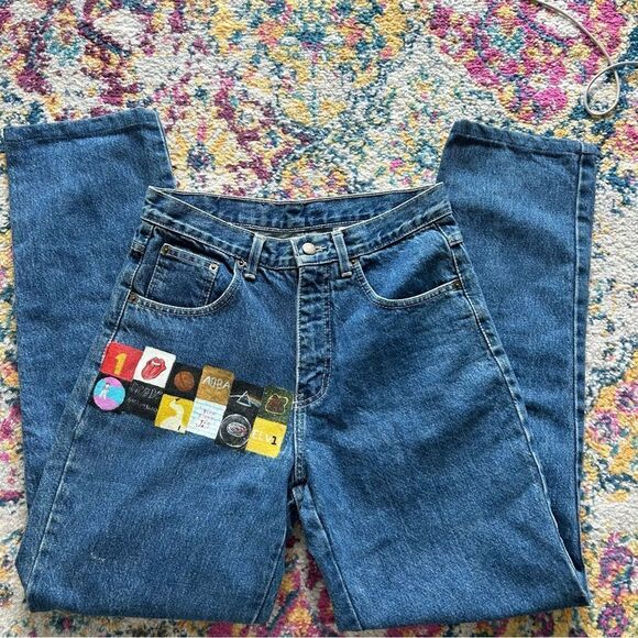 Rare 90s vintage painted Mom jeans Dark wash preppy indie jeans - Picture 4 of 10